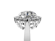 Starburst Halo Engagement Ring Setting for Round Cut Center with Flat Cathedral Band and Prong Head in Sterling Silver