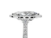 Halo Engagement Ring Setting for Marquise Center with Pave Accents, Heart Basket and Prong Head in White Gold