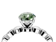 Solitaire Engagement Ring Setting for Fancy Green Pear-Shaped Center with Beaded Bezel Station Band and Prong Head in Platinum