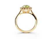 Starburst Halo Engagement Ring Setting for Fancy Yellow Oval Center with Thin Round-Wire Band and Prong Head in Yellow Gold