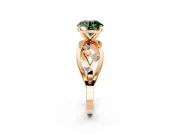 Solitaire Engagement Ring Setting for Fancy Green Round Cut Center with Criss-Cross Accent Band and Prong Head in Rose Gold