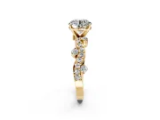 Solitaire Engagement Ring Setting for Round Cut Center with Bar-Station Pave Twist and Prong Head in Yellow Gold