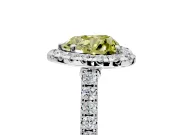 Halo Engagement Ring Setting for Fancy Yellow Heart-Shaped Center with Narrowing Pave Band and Prong Head in Sterling Silver
