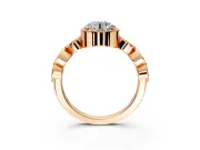 Vintage Station Engagement Ring Setting for Round Cut Center with Accents and Prong Head in Rose Gold