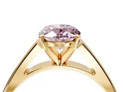 Solitaire Engagement Ring Setting for Fancy Pink Oval Center with Tapered Split Shoulders and Prong Head in Yellow Gold