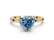 Solitaire Engagement Ring Setting for Fancy Blue Heart-Shaped Center with Plain Band and Tulip Prong Head in Yellow Gold