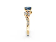 Solitaire Engagement Ring Setting for Fancy Blue Cushion Cut Center with Marquise Accent Twist Band and Prong Head in Yellow Gold