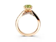 Solitaire Engagement Ring Setting for Fancy Yellow Round Cut Center with Crossover Accents and Prong Head in Rose Gold