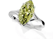 Solitaire Engagement Ring Setting for Fancy Yellow Marquise Center with Plain Split Shank and Prong Head in Sterling Silver