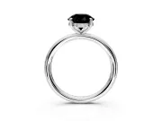 Hidden Halo Engagement Ring Setting for Fancy Black Round Cut Center with Thin Rounded Band and Prong Head in Sterling Silver
