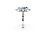 Floral Halo Engagement Ring Setting for Fancy Blue Marquise Center with Pave Accents and Prong Head in Sterling Silver