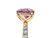 Solitaire Engagement Ring Setting for Fancy Pink Radiant Cut Center with Micro Pave Band and Prong Head in Yellow Gold