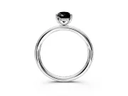 Hidden Halo Engagement Ring Setting for Fancy Black Pear-Shaped Center with Thin Rounded Band and Prong Head in Platinum