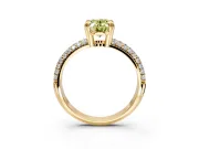 Solitaire Engagement Ring Setting for Fancy Yellow Oval Center with Multi-Row Pave Accents and Basket Head in Yellow Gold