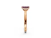 Solitaire Engagement Ring Setting for Fancy Pink Emerald Cut Center with Engraved Milgrain Band and Prong Head in Rose Gold