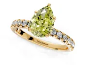 Solitaire Engagement Ring Setting for Fancy Yellow Pear-Shaped Center with Large Accents and Prong Head in Yellow Gold