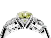 3 Stone Engagement Ring Setting for Fancy Yellow Pear-Shaped Center with Large Pear-Shaped Accents and Prong Head in Platinum