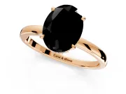 Hidden Halo Engagement Ring Setting for Fancy Black Oval Center with Plain Band and Tall Prong Head in Rose Gold
