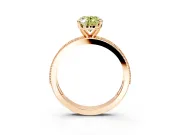 Milgrain Pave Engagement Ring Setting for Fancy Yellow Oval Center with Accent Band and Prong Head in Rose Gold