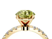 Open Basket Engagement Ring Setting for Fancy Yellow Round Cut Center with Pave Band and Prong Head in Yellow Gold