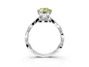 Solitaire Engagement Ring Setting for Fancy Yellow Oval Center with Accented Twist Band and Leaf Prong Head in Platinum