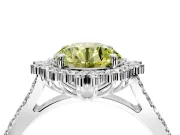 Sunburst Halo Engagement Ring Setting for Fancy Yellow Round Cut Center with Pave Band and Prong Head in Platinum