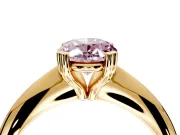 Solitaire Engagement Ring Setting for Fancy Pink Oval Center with Reverse Tapered Band and Prong Head in Yellow Gold