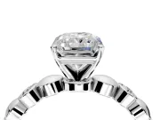 Solitaire Engagement Ring Setting for Radiant Cut Center with Beaded Bezel Station Band and Prong Head in Platinum