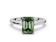 Solitaire Engagement Ring Setting for Fancy Green Emerald Cut Center with Narrow Cathedral Band and Prong Head in Platinum