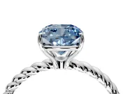 Solitaire Engagement Ring Setting for Fancy Blue Cushion Cut Center with Plain Twisted Rope Band and Prong Head in White Gold