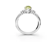 Solitaire Engagement Ring Setting for Fancy Yellow Marquise Center with Grooved Bar Accent Band and Prong Head in Sterling Silver