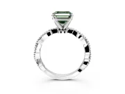 Solitaire Engagement Ring Setting for Fancy Green Asscher Cut Center with Twist Band and Bead Prong Head in Platinum