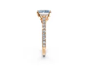 Solitaire Engagement Ring Setting for Fancy Blue Radiant Cut Center with Widening Pave Band and Claw Prong Head in Rose Gold