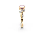 Floral Engagement Ring Setting for Fancy Pink Asscher Cut Center with Trailing Marquise Accents and Prong Head in Yellow Gold