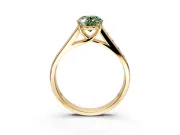 Solitaire Engagement Ring Setting for Fancy Green Oval Center with Cathedral Channel Band and Prong Head in Yellow Gold