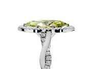 Halo Engagement Ring Setting for Fancy Yellow Marquise Center with Twist Band and Prong Head in Sterling Silver