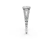 Solitaire Engagement Ring Setting for Princess Cut Center with Pave Split Shank and Prong Head in White Gold