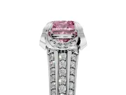 Solitaire Engagement Ring Setting for Fancy Pink Cushion Cut Center with Accented Split Shank and Prong Head in Sterling Silver