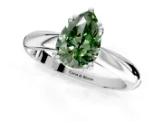 Solitaire Engagement Ring Setting for Fancy Green Pear-Shaped Center with Reverse Tapered Band and Prong Head in Platinum