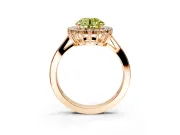 Starburst Halo Engagement Ring Setting for Fancy Yellow Round Cut Center with Flat Cathedral Band and Prong Head in Rose Gold