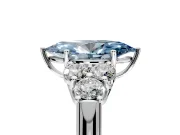 Cluster Engagement Ring Setting for Fancy Blue Marquise Center with Round Cut Accent Frame and Prong Head in White Gold
