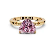 Solitaire Engagement Ring Setting for Fancy Pink Heart-Shaped Center with Beaded Shoulders and Prong Head in Yellow Gold