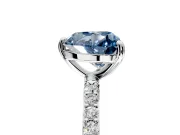 Solitaire Engagement Ring Setting for Fancy Blue Heart-Shaped Center with Pave Accents and Prong Head in Platinum