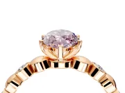 Solitaire Engagement Ring Setting for Fancy Pink Marquise Center with Beaded Bezel Station Band and Prong Head in Rose Gold