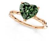 Solitaire Engagement Ring Setting for Fancy Green Heart-Shaped Center with Bamboo Band and Prong Head in Rose Gold