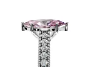 Solitaire Engagement Ring Setting for Fancy Pink Marquise Center with Engraved Pave Band and Prong Head in Sterling Silver
