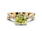 Solitaire Engagement Ring Setting for Fancy Yellow Heart-Shaped Center with Half-Pave Crossover Band and Prong Head in Yellow Gold