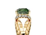 Halo Engagement Ring Setting for Fancy Green Cushion Cut Center with Rope Twist Split Shank and Prong Head in Yellow Gold