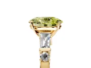 Bar-Set Engagement Ring Setting for Fancy Yellow Oval Center with Tapered Baguette Accents and Prong Head in Yellow Gold
