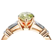 Bar-Set Engagement Ring Setting for Fancy Yellow Marquise Center with Tapered Baguette Accents and Prong Head in Rose Gold
